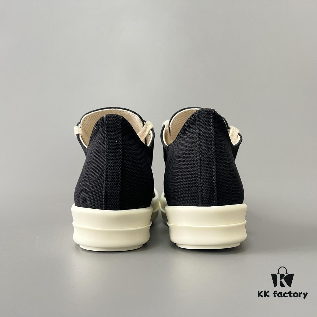 6930efc66e68136f4d9b38ef Rick Owens DRKSHDW Classic Canvas Low-top Lace-up Sneakers with White Tips