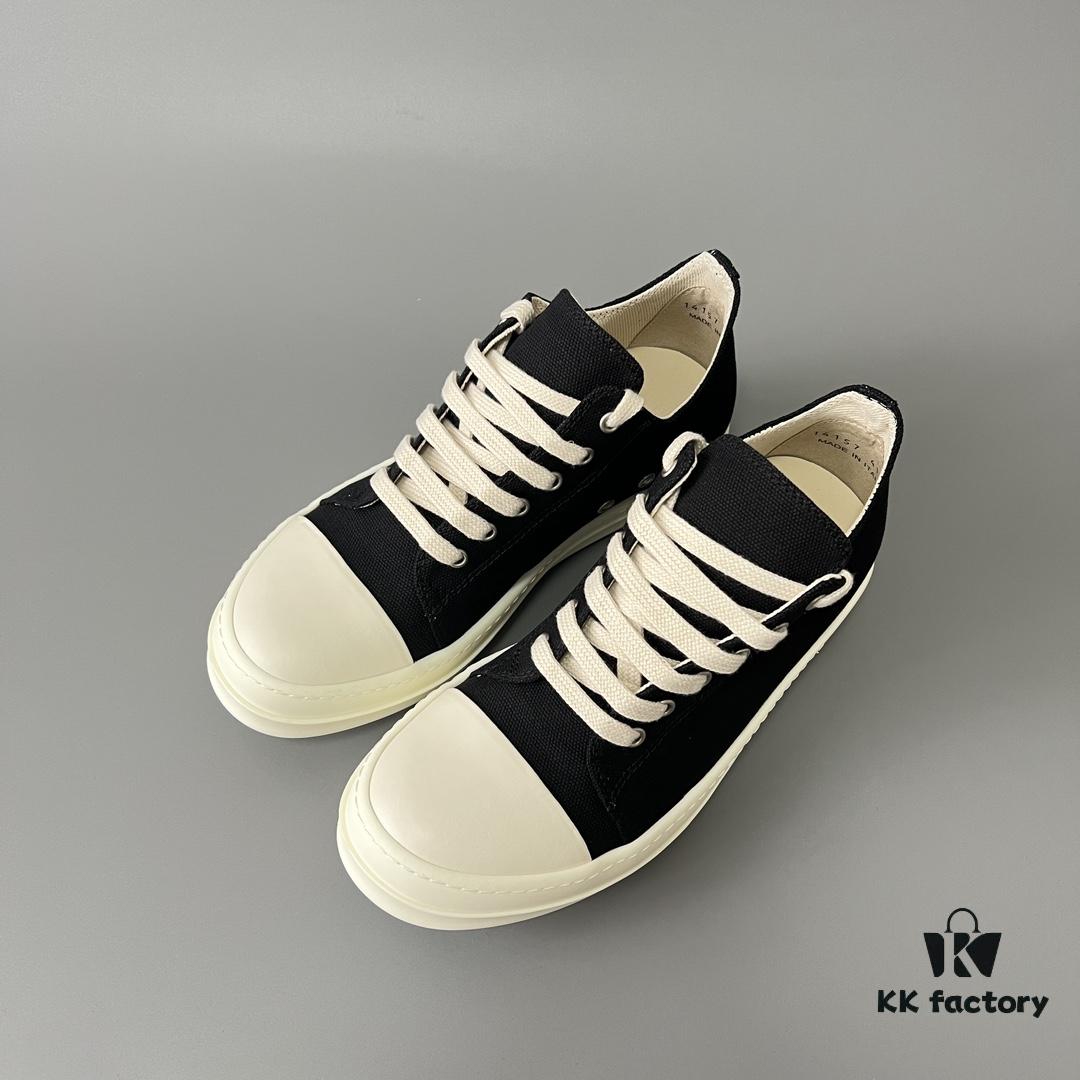 6930efc96e68136f4d9b38f2 Rick Owens DRKSHDW Classic Canvas Low-top Lace-up Sneakers with White Tips