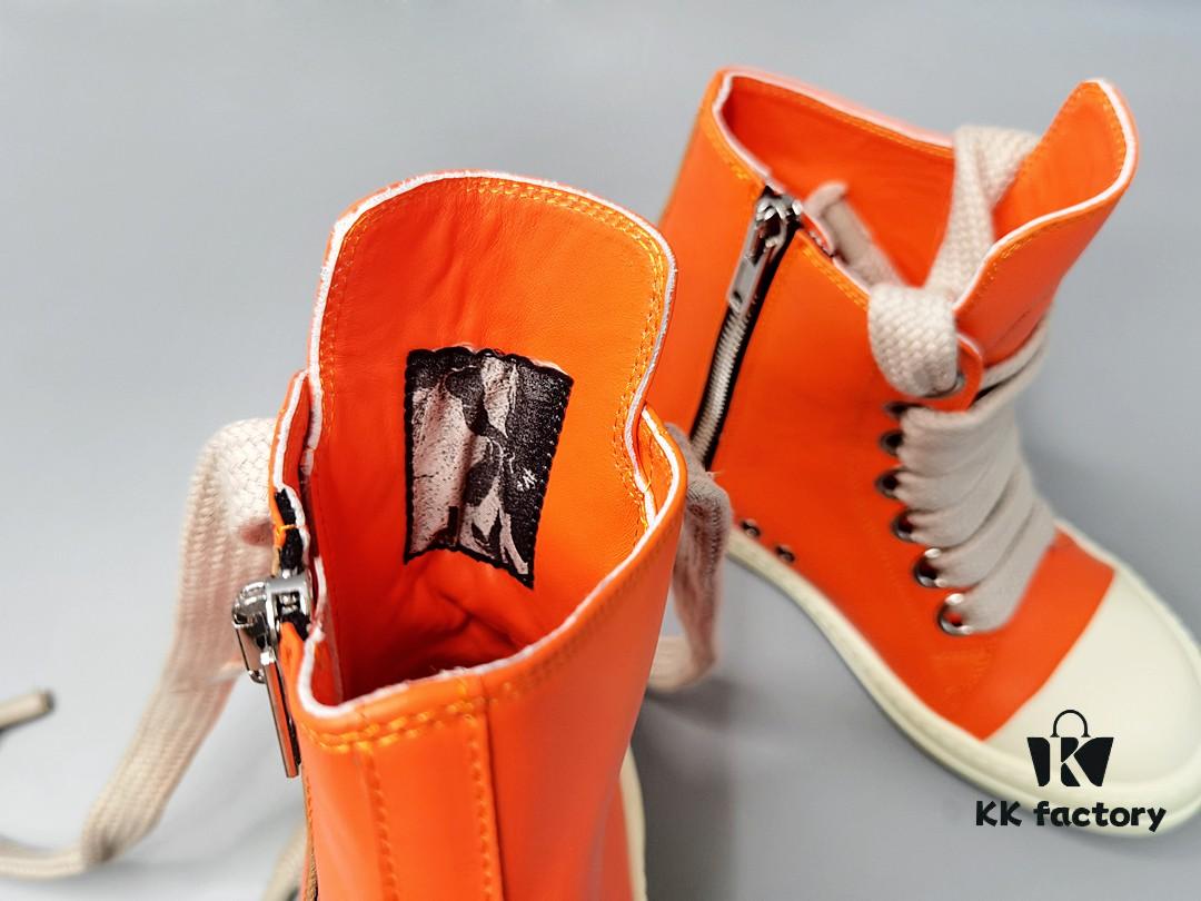 Rick Owens 2022 New Chunky Lace Series - Mainline Orange High-Top Leather Lace-Up Shoes