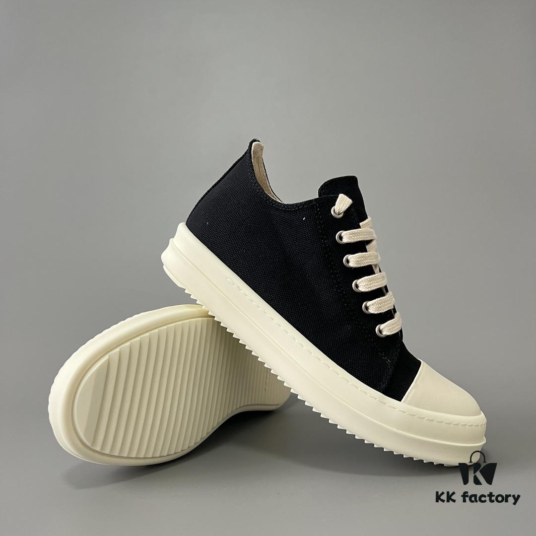 6930efd46e68136f4d9b3900 Rick Owens DRKSHDW Classic Canvas Low-top Lace-up Sneakers with White Tips