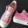 6930efde6e68136f4d9b390b Rick Owens DRKSHDW Pink Canvas Low-top Lace-up Sneakers with Heel Logo