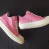 6930efde6e68136f4d9b390d Rick Owens DRKSHDW Pink Canvas Low-top Lace-up Sneakers with Heel Logo