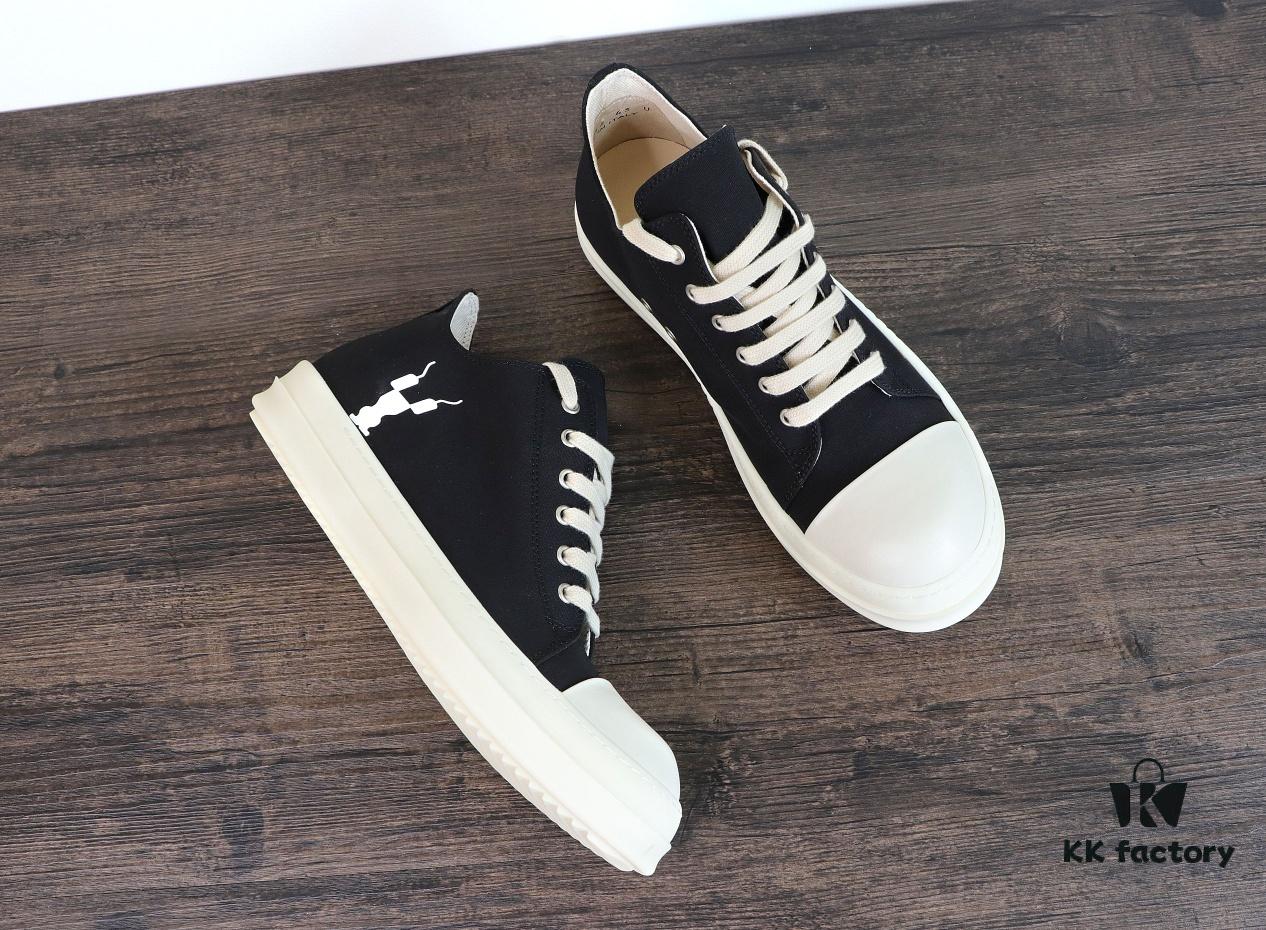 6930efe46e68136f4d9b3916 Rick Owens DRKSHDW Textured Low-Top Lace-Up with Logo Print (Note: Logo Only on Right Foot)