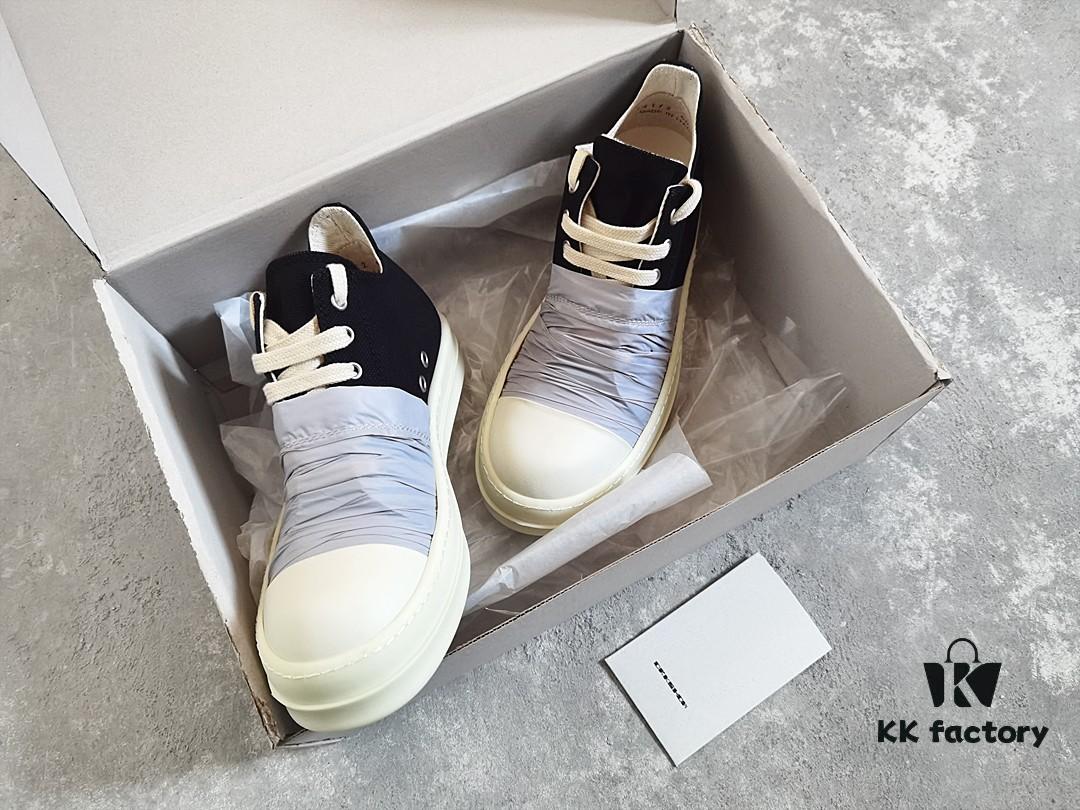 6930efe86e68136f4d9b391c Rick Owens DRKSHDW Low-Top Canvas Gray Pleated Shoes