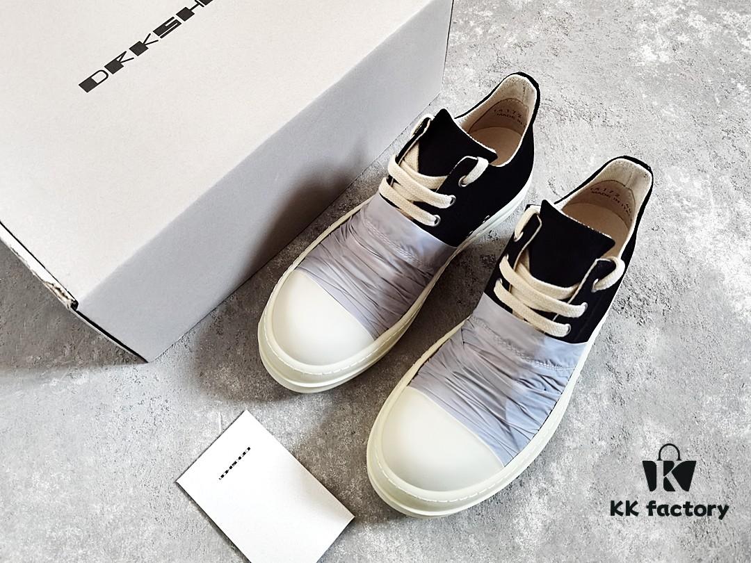 6930efe86e68136f4d9b391d Rick Owens DRKSHDW Low-Top Canvas Gray Pleated Shoes