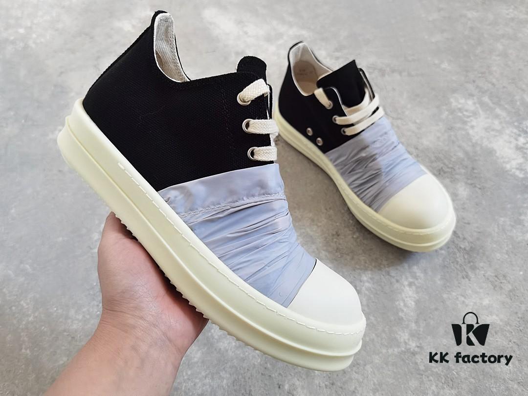 6930efea6e68136f4d9b391e Rick Owens DRKSHDW Low-Top Canvas Gray Pleated Shoes