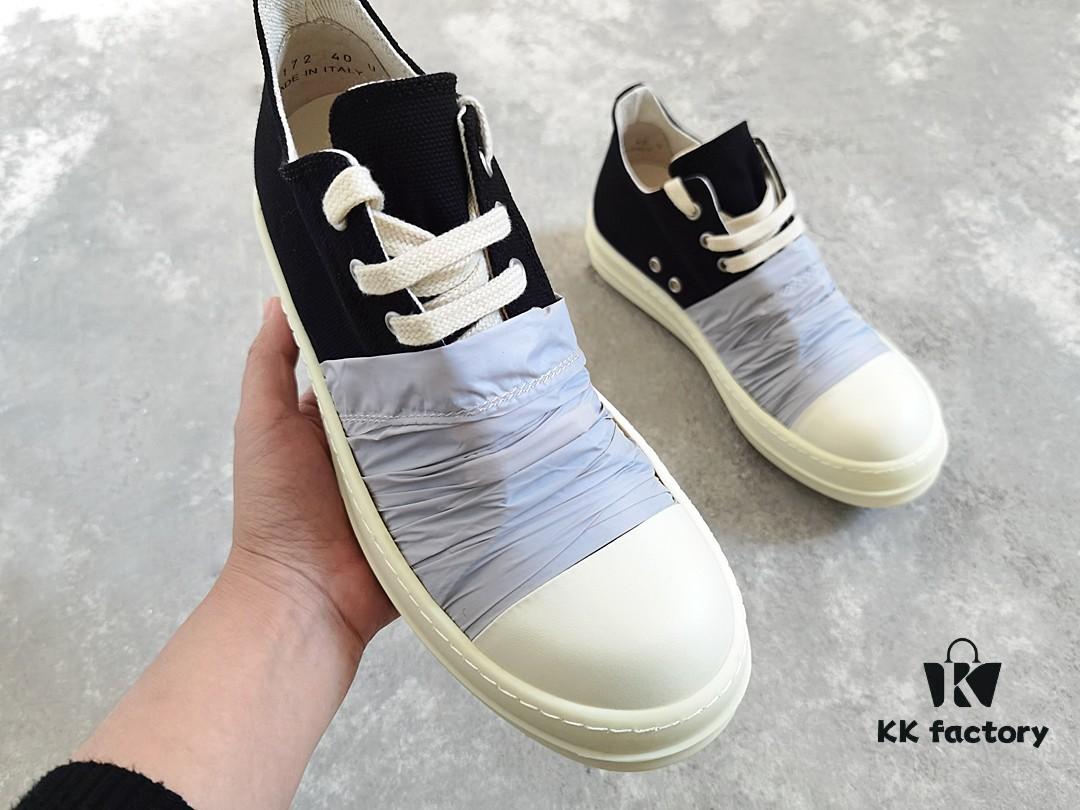 6930efea6e68136f4d9b391f Rick Owens DRKSHDW Low-Top Canvas Gray Pleated Shoes