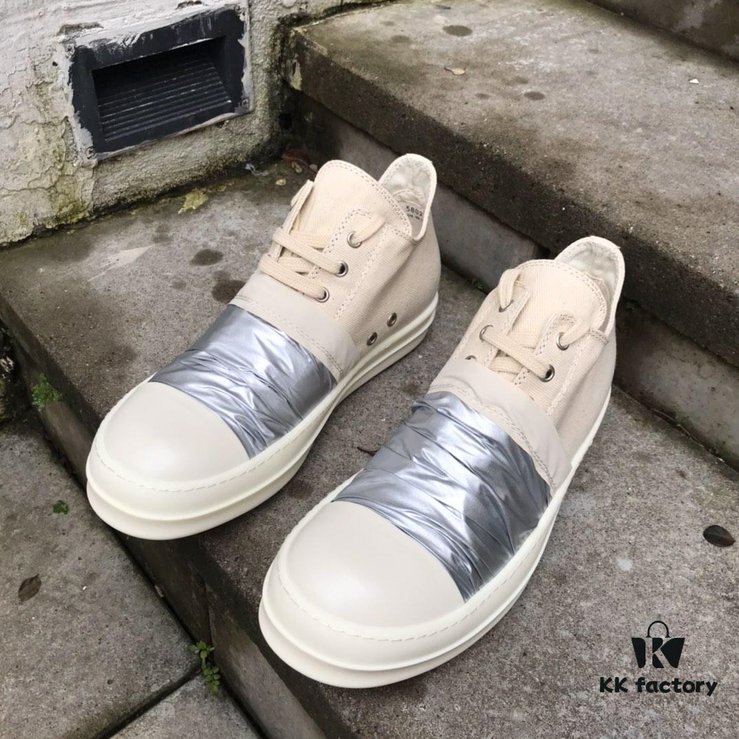 Rick Owens DRKSHDW Low-top Canvas Silver Pleated