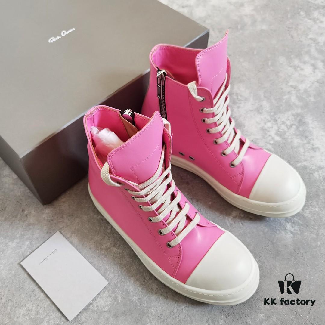 6930f0156e68136f4d9b3951 Rick Owens Pink High-Top Leather Converse Style Shoes