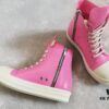 6930f0186e68136f4d9b3956 Rick Owens Pink High-Top Leather Converse Style Shoes