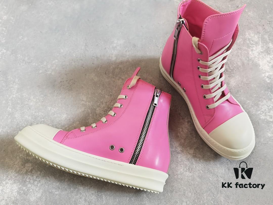 6930f0186e68136f4d9b3956 Rick Owens Pink High-Top Leather Converse Style Shoes