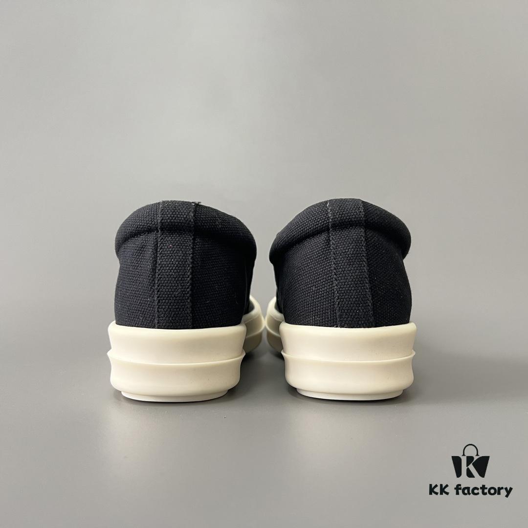 6930f01b6e68136f4d9b395b Rick Owens DRKSHDW Classic Canvas Low-top Lace-up Sneakers with White Tips
