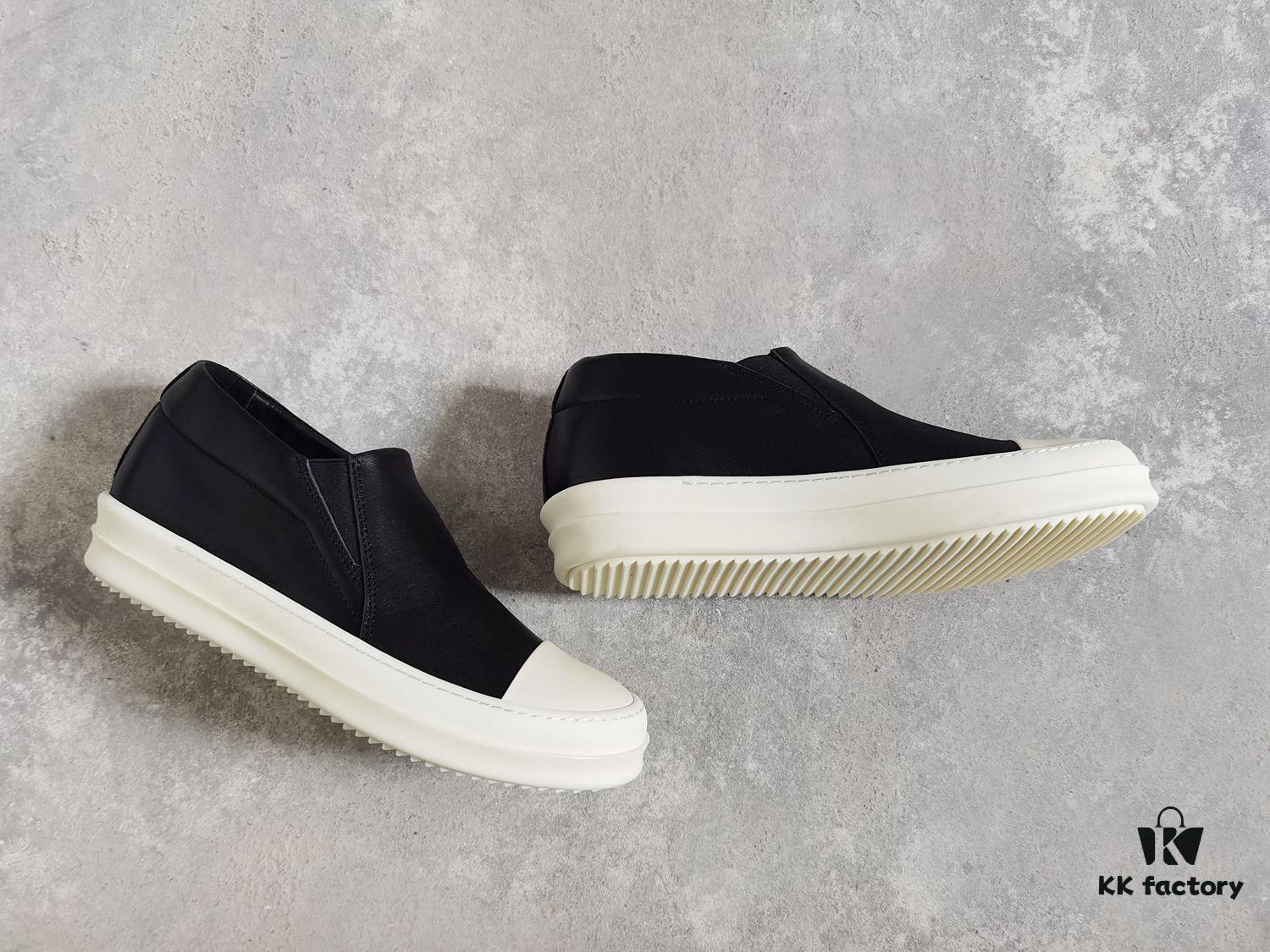 6930f01d6e68136f4d9b3960 Rick Owens Style Slip-on Leather Sneakers with Oversized Frame