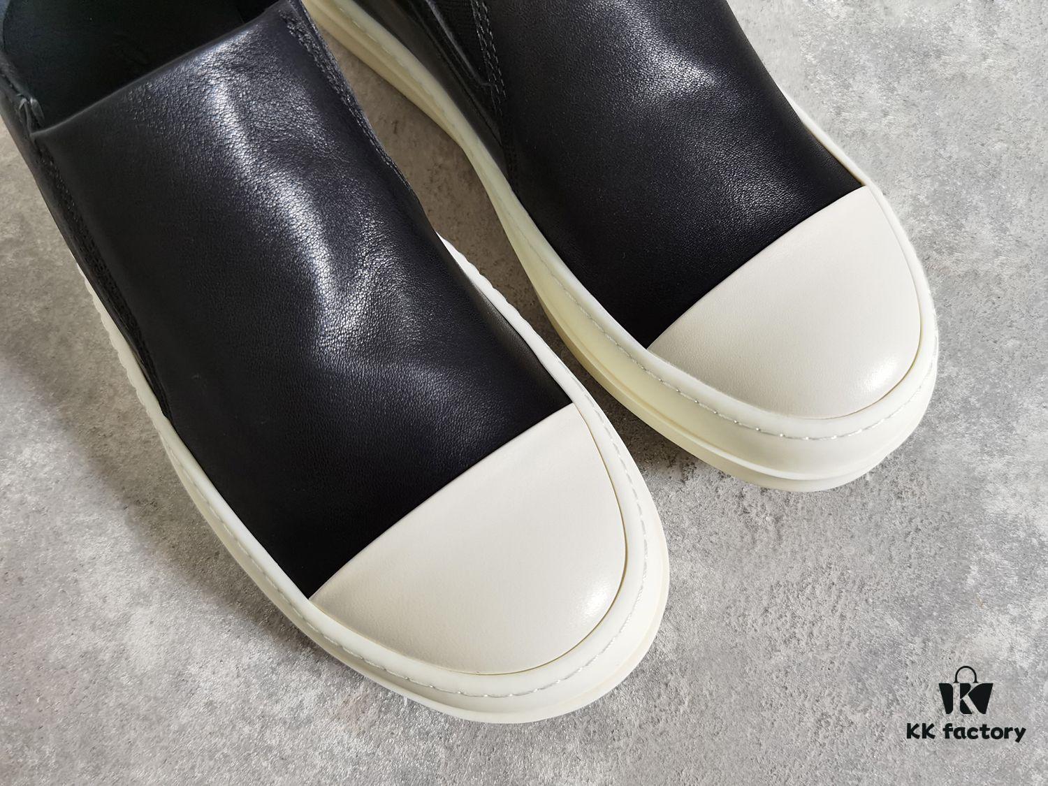 6930f01e6e68136f4d9b3962 Rick Owens Style Slip-on Leather Sneakers with Oversized Frame