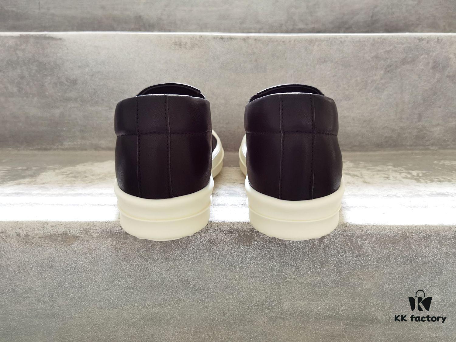 6930f0206e68136f4d9b3964 Rick Owens Style Slip-on Leather Sneakers with Oversized Frame