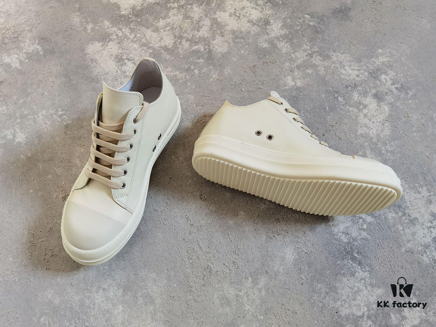 6930f02c6e68136f4d9b3978 Top-tier Rick Owens Style All-white Leather Low-top Lace-up Shoes