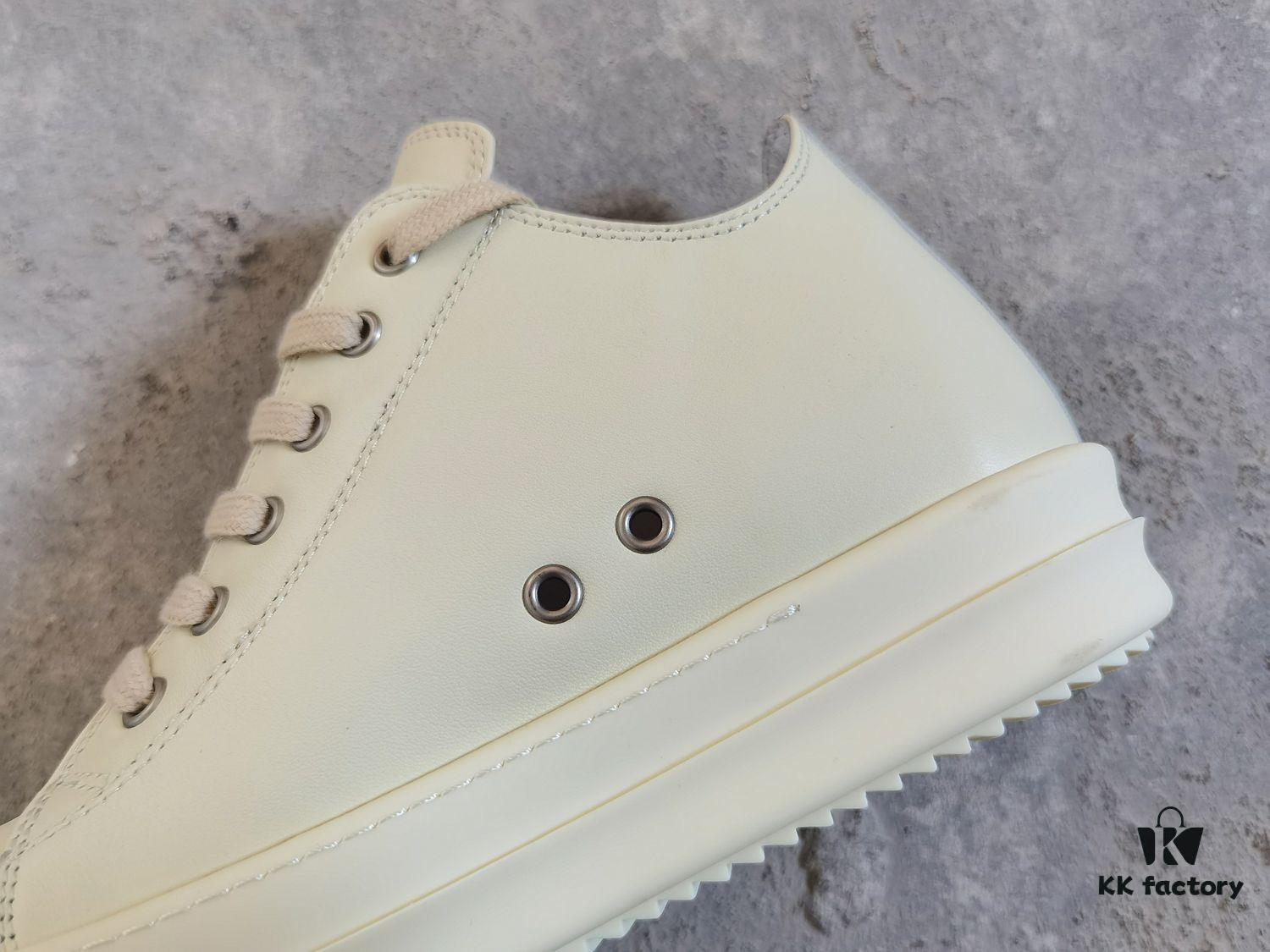6930f02d6e68136f4d9b3979 Top-tier Rick Owens Style All-white Leather Low-top Lace-up Shoes
