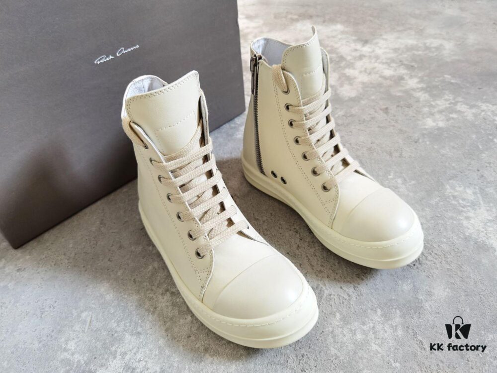 6930f02f6e68136f4d9b397e Rick Owens White Full-Grain Calfskin High-Top Lace-Up Converse Style