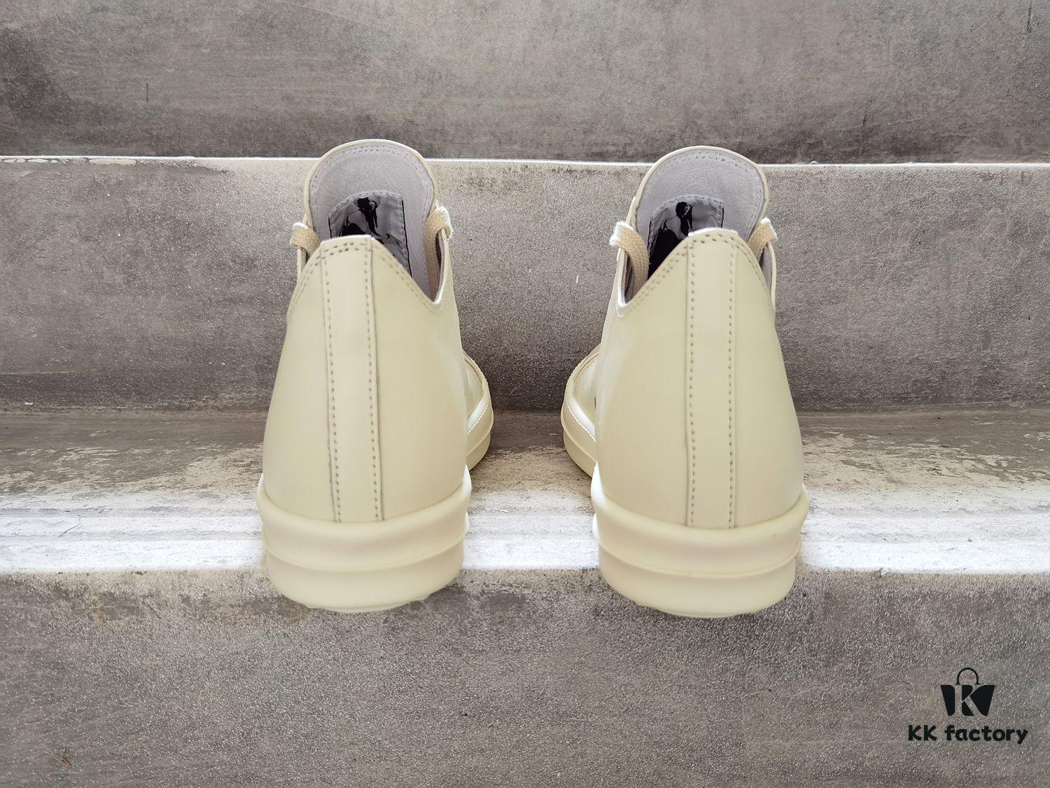 6930f0306e68136f4d9b397f Top-tier Rick Owens Style All-white Leather Low-top Lace-up Shoes