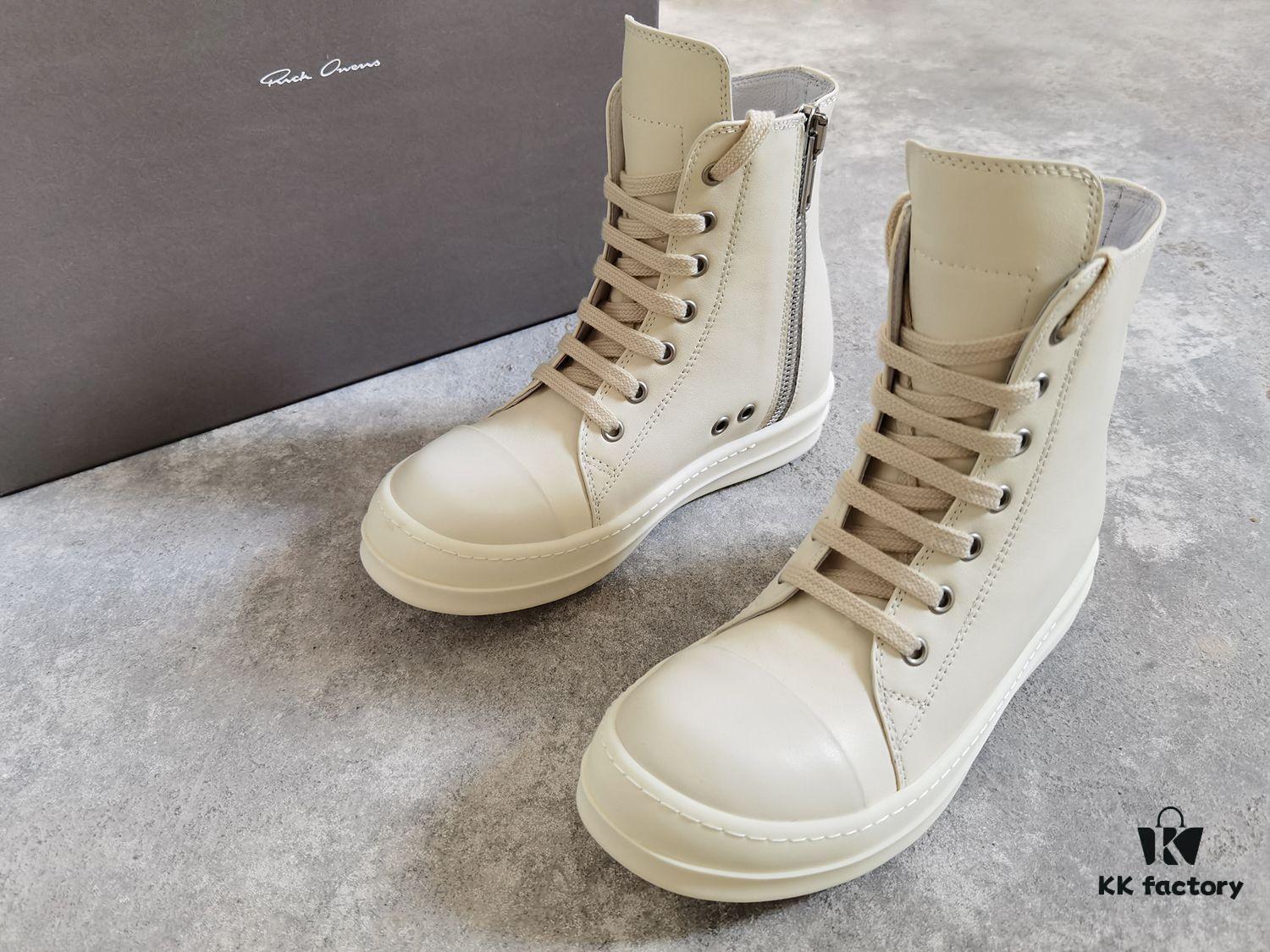 6930f0316e68136f4d9b3980 Rick Owens White Full-Grain Calfskin High-Top Lace-Up Converse Style