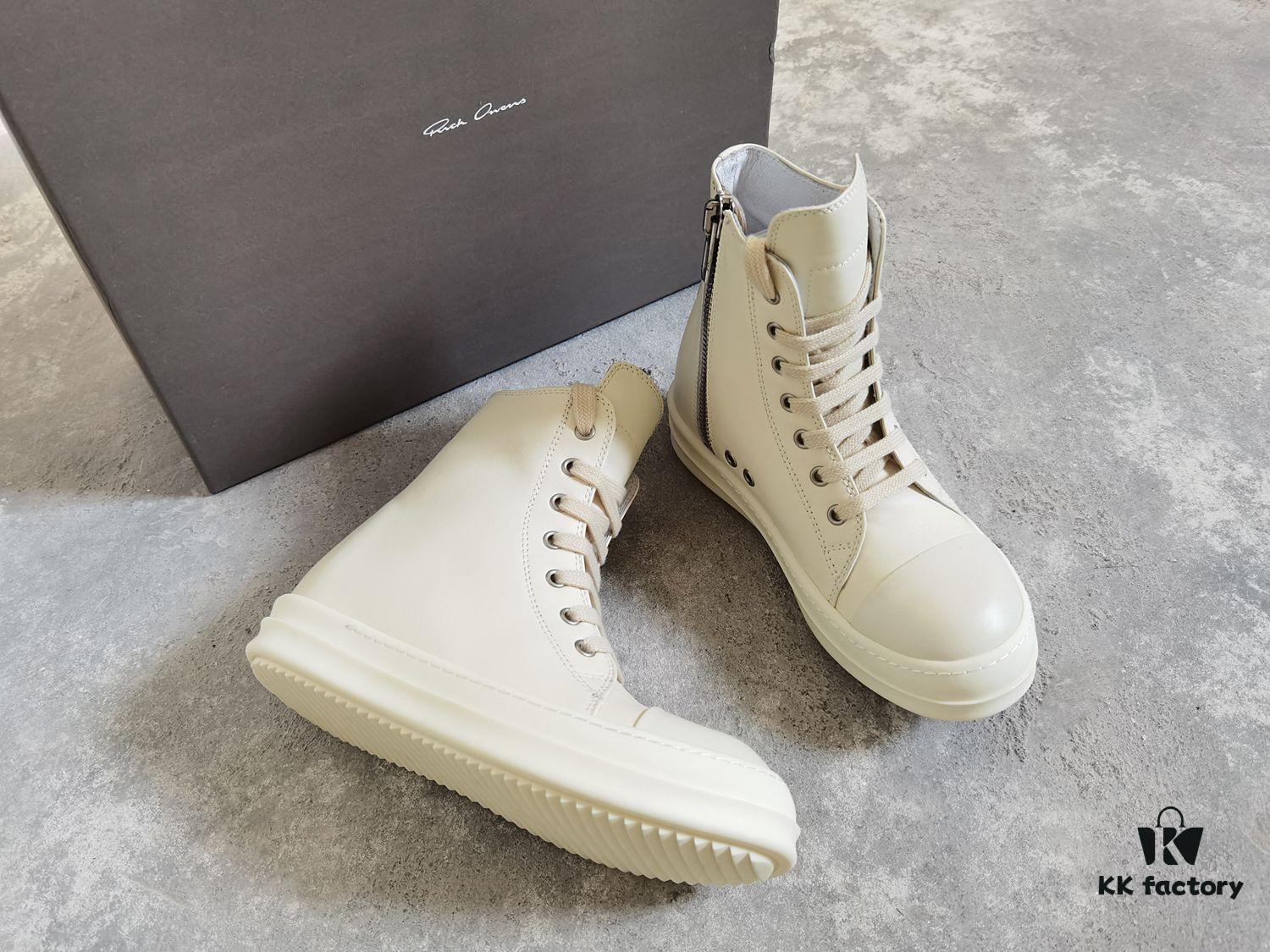6930f0326e68136f4d9b3981 Rick Owens White Full-Grain Calfskin High-Top Lace-Up Converse Style