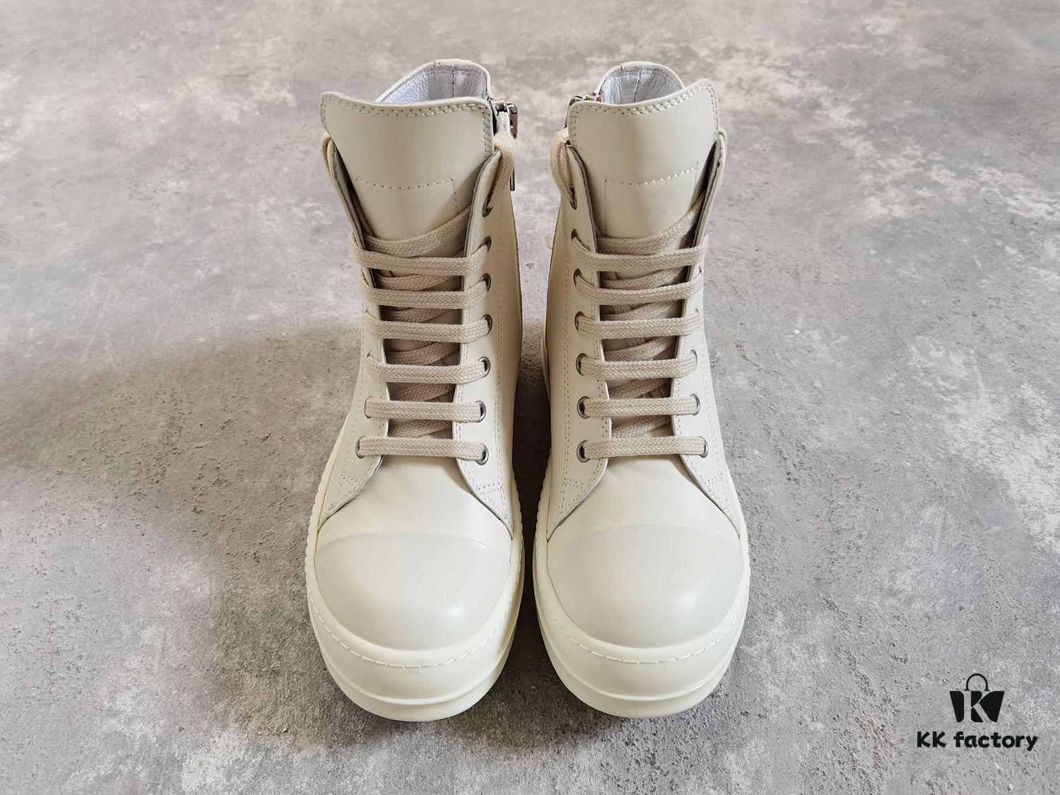 6930f0336e68136f4d9b3982 Rick Owens White Full-Grain Calfskin High-Top Lace-Up Converse Style