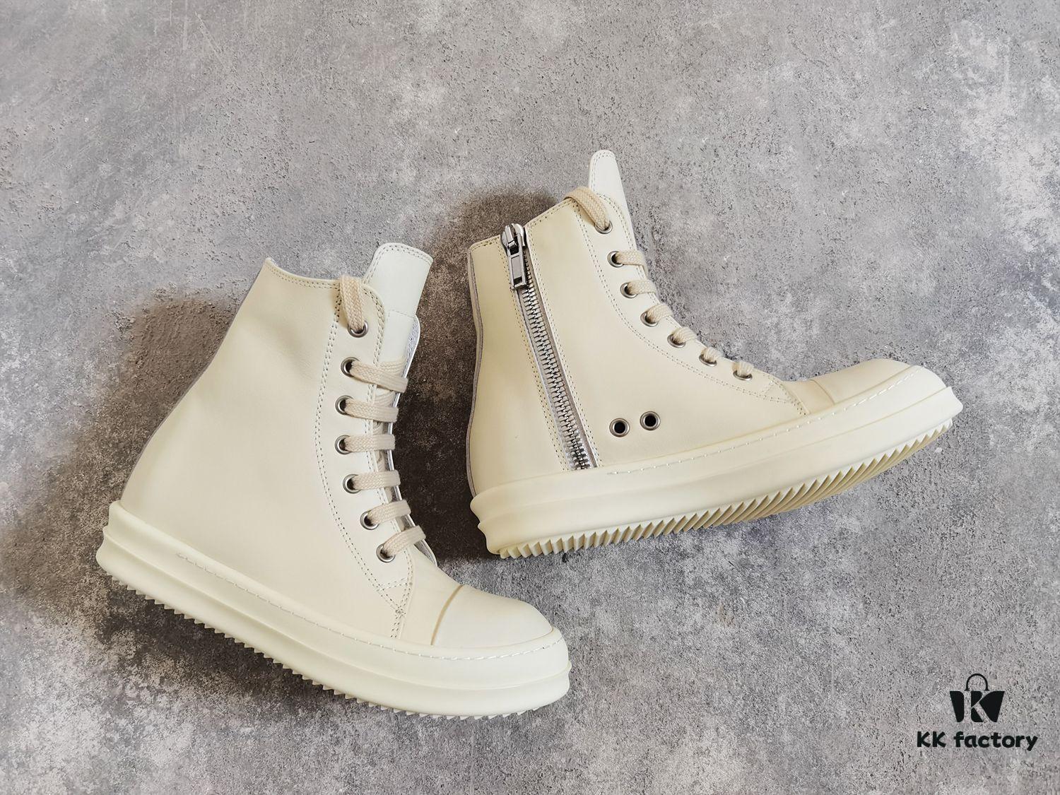 6930f0346e68136f4d9b3985 Rick Owens White Full-Grain Calfskin High-Top Lace-Up Converse Style