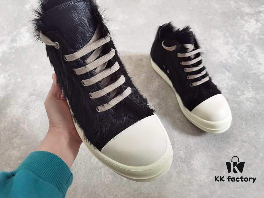 6930f0376e68136f4d9b3989 Rick Owens Horsehair Low-top Lace-up Shoes