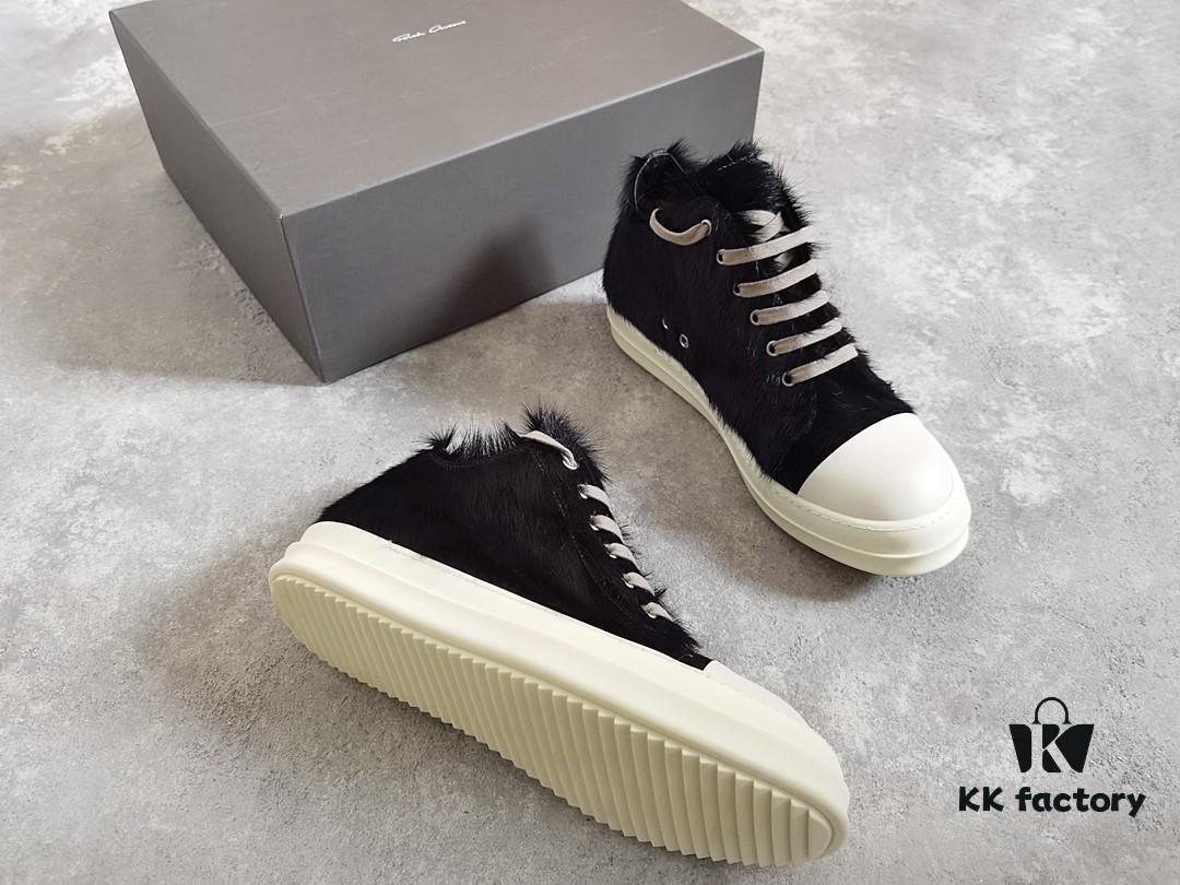 6930f0376e68136f4d9b398a Rick Owens Horsehair Low-top Lace-up Shoes