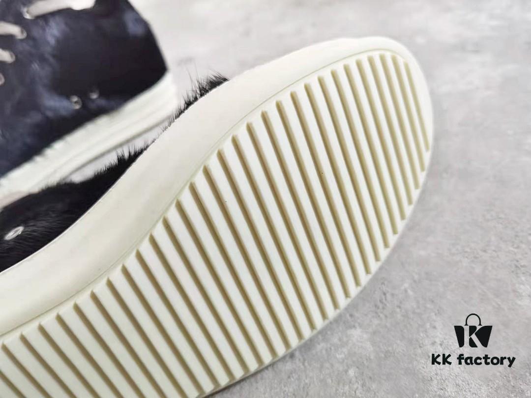 6930f0396e68136f4d9b398b Rick Owens Horsehair Low-top Lace-up Shoes