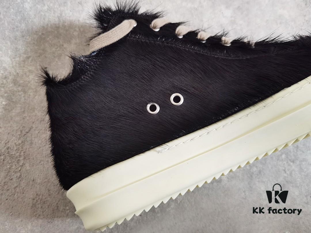6930f03a6e68136f4d9b398d Rick Owens Horsehair Low-top Lace-up Shoes