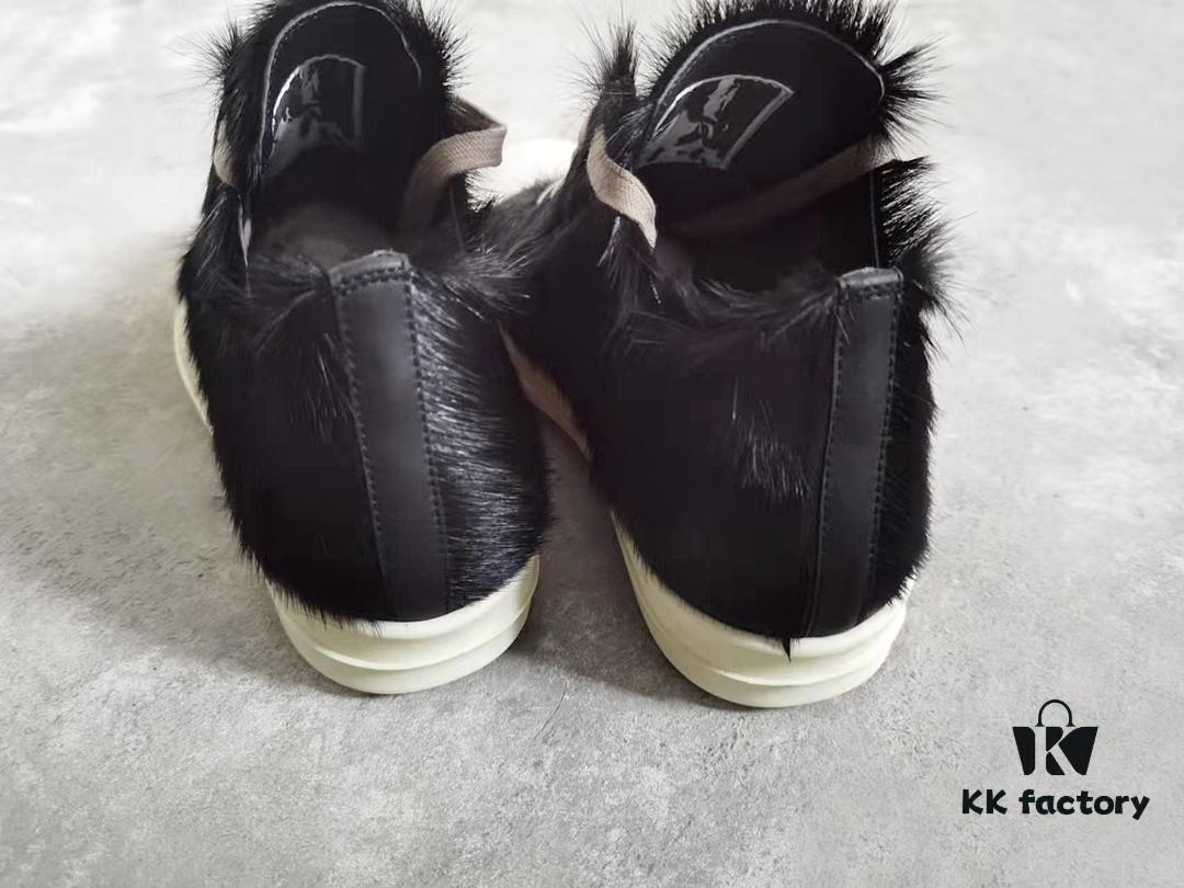 6930f03b6e68136f4d9b398f Rick Owens Horsehair Low-top Lace-up Shoes