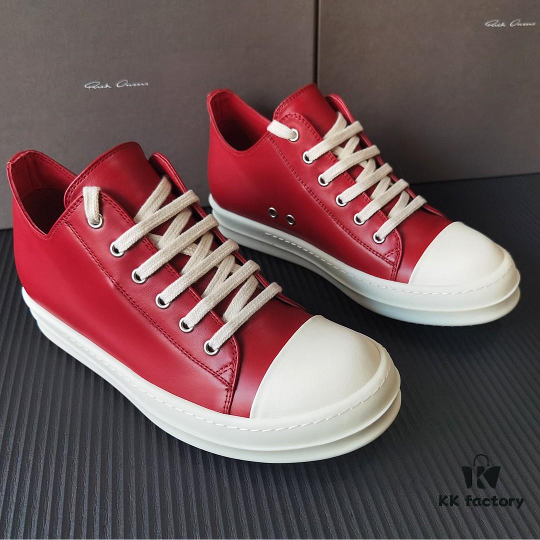 Rick Owens Deep Crimson Leather Low-top Shoes