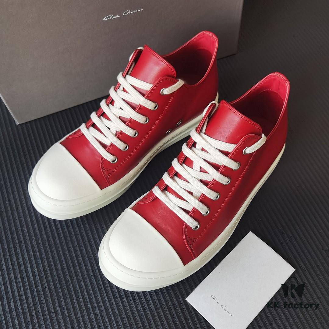 Rick Owens Deep Crimson Leather Low-top Shoes