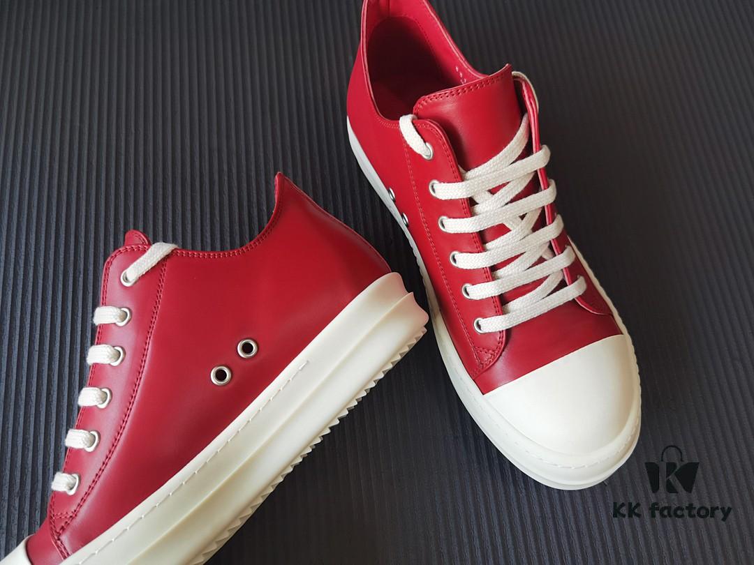 Rick Owens Deep Crimson Leather Low-top Shoes