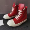 6930f0436e68136f4d9b399b Rick Owens Deep Crimson Leather High-Top Converse Style Shoes
