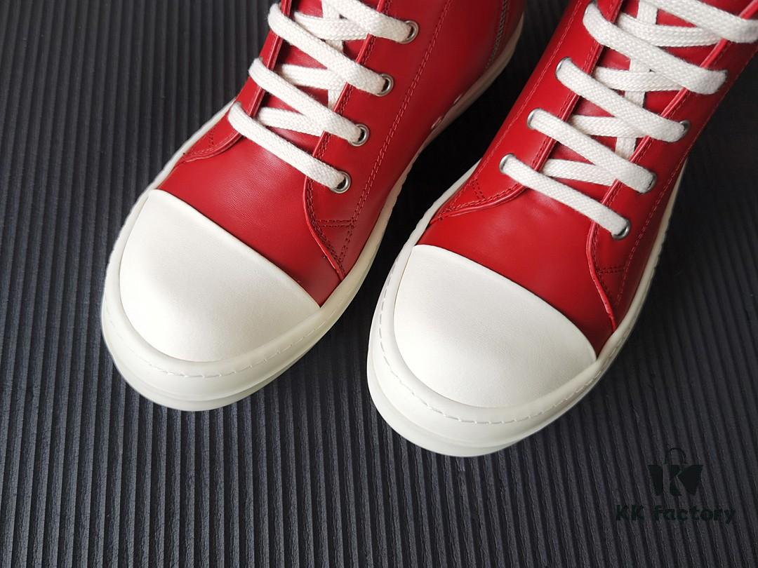 6930f0446e68136f4d9b399c Rick Owens Deep Crimson Leather High-Top Converse Style Shoes