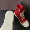 6930f0446e68136f4d9b399e Rick Owens Deep Crimson Leather High-Top Converse Style Shoes