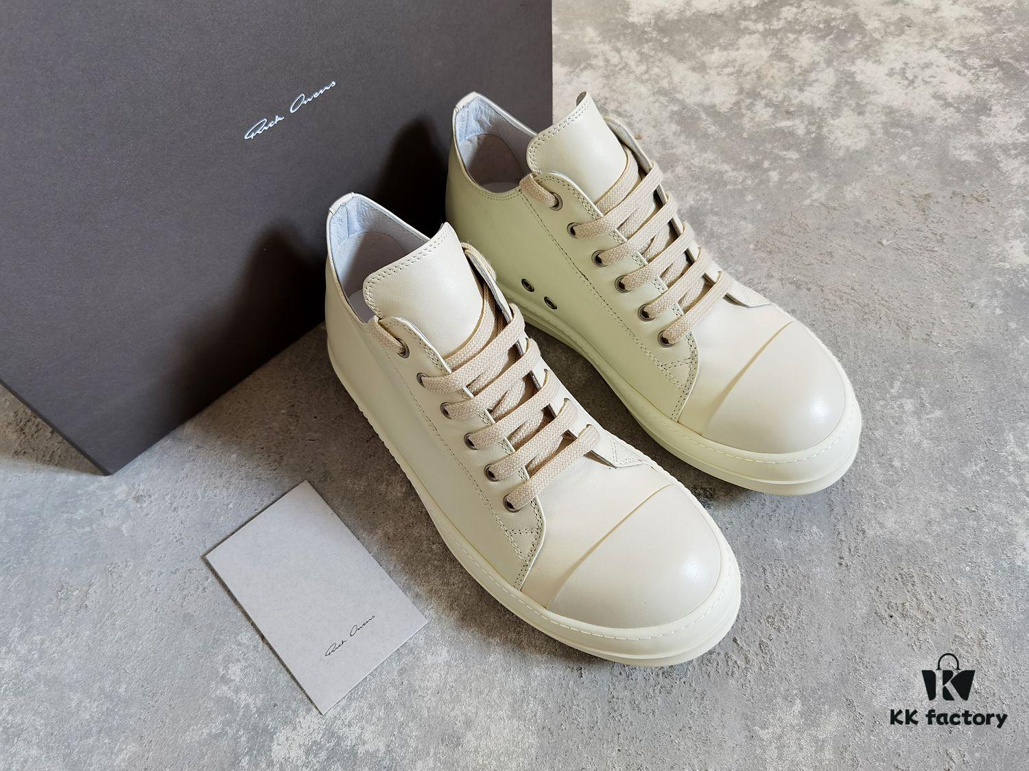 6930f04a6e68136f4d9b39a8 Top-tier Rick Owens Style All-white Leather Low-top Lace-up Shoes