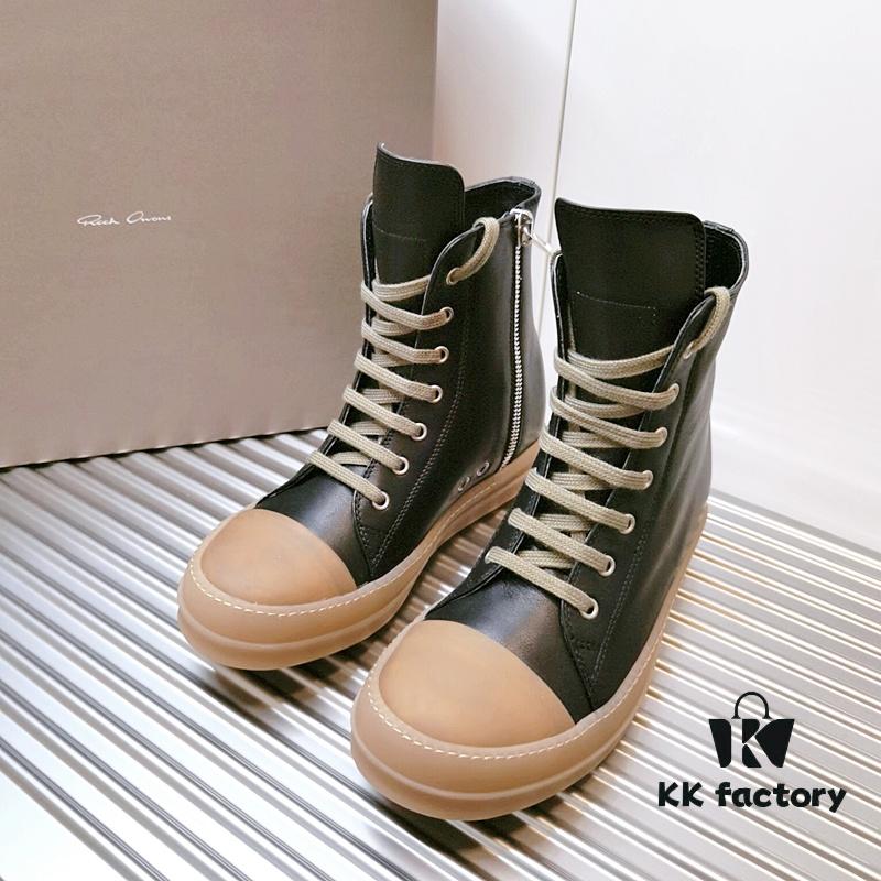 6930f0586e68136f4d9b39bd Rick Owens Style High-Top Leather Converse with Apricot Sole