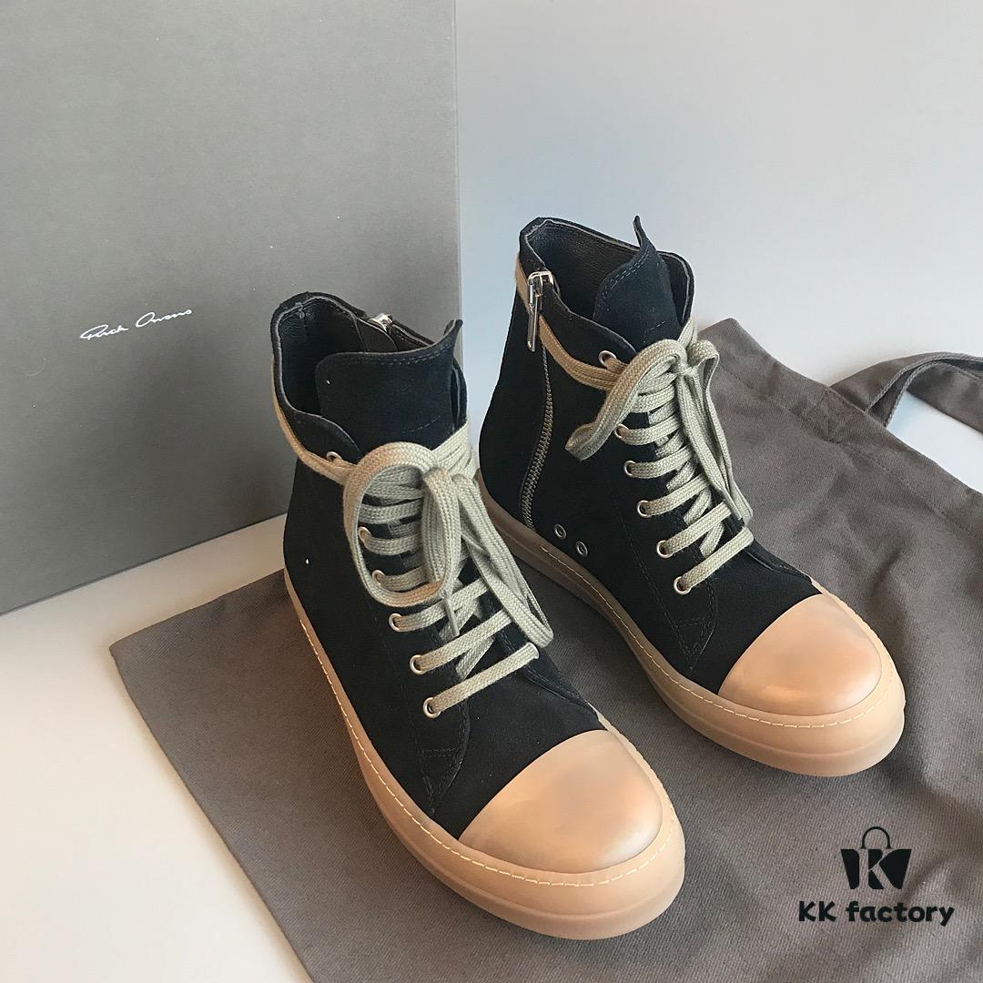 6930f05b6e68136f4d9b39be Rick Owens Style High-Top Converse-Inspired Sneakers with Apricot Sole