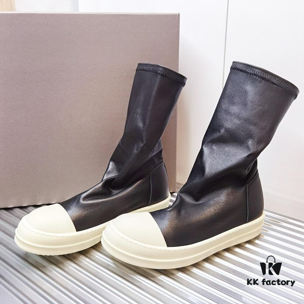 6930f06f6e68136f4d9b39d5 Rick Owens Style Short Elastic Boots in Genuine Lamb Leather