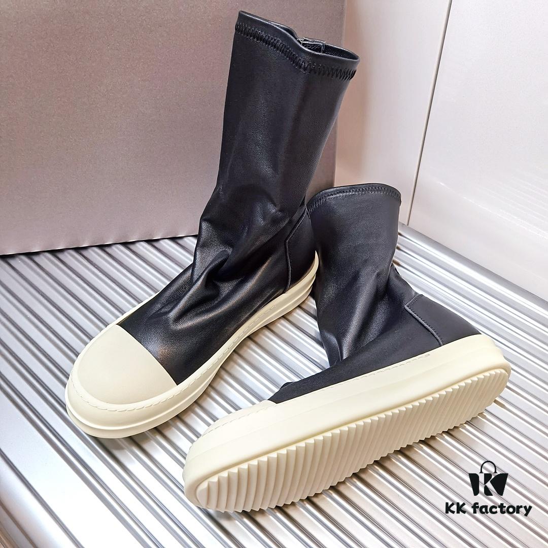 6930f0716e68136f4d9b39db Rick Owens Style Short Elastic Boots in Genuine Lamb Leather