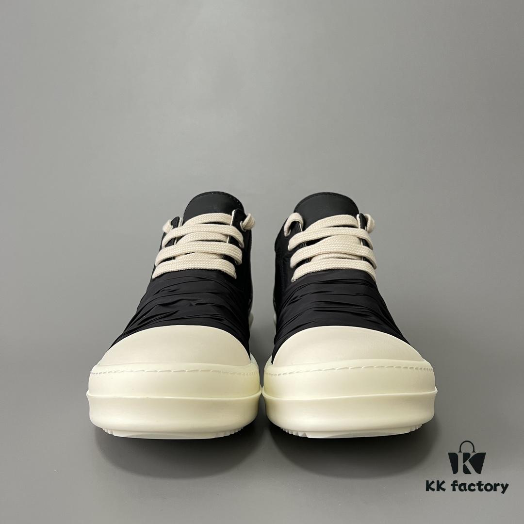 6930f0886e68136f4d9b39fb Rick Owens DRKSHDW Low-Top Black Nylon Mesh Composite with Wrinkled Texture