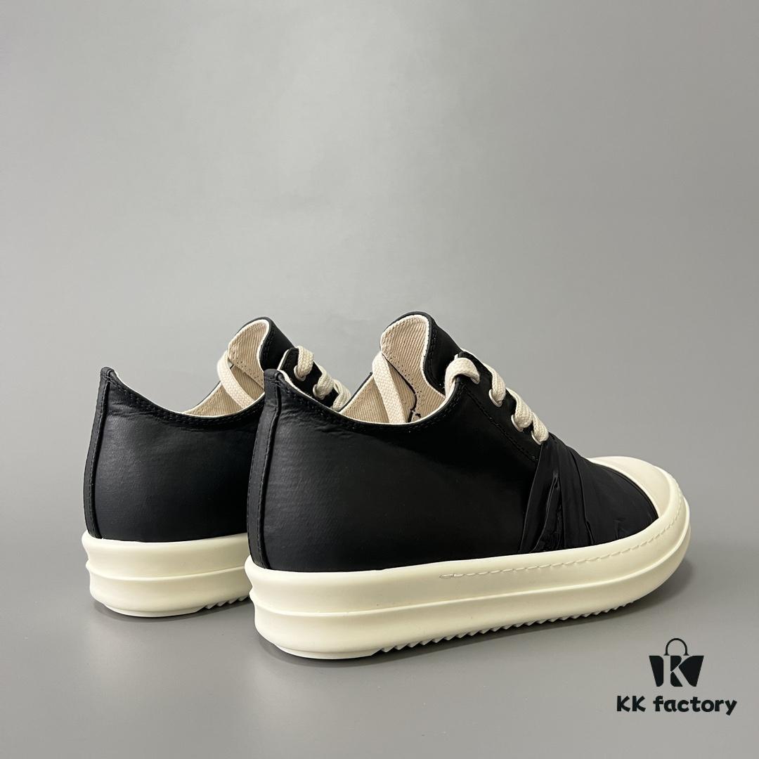 6930f08b6e68136f4d9b39ff Rick Owens DRKSHDW Low-Top Black Nylon Mesh Composite with Wrinkled Texture