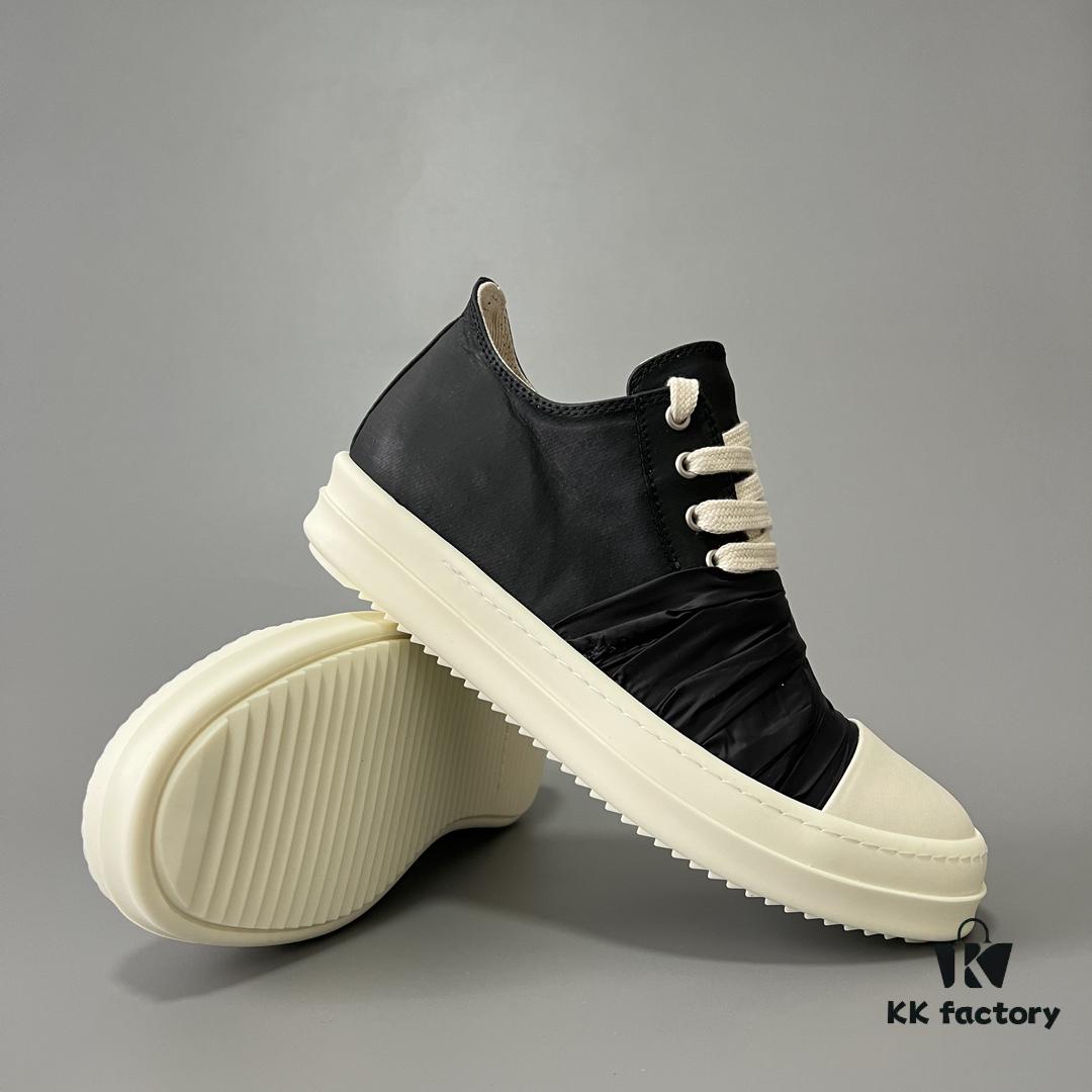 6930f08c6e68136f4d9b3a01 Rick Owens DRKSHDW Low-Top Black Nylon Mesh Composite with Wrinkled Texture