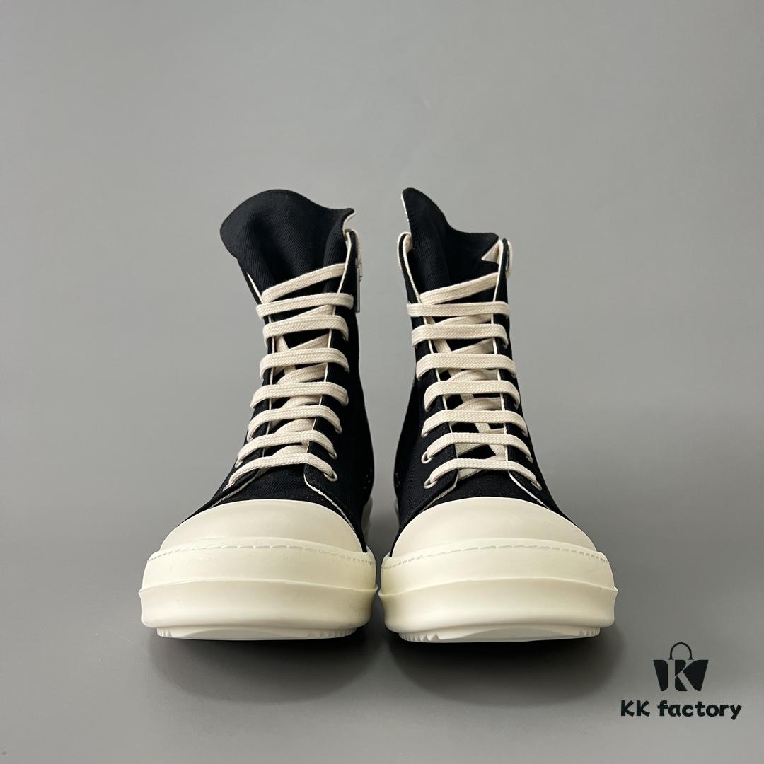 6930f09c6e68136f4d9b3a18 Rick Owens DRKSHDW Classic Ribbed High-top Lace-up with Heel Tab