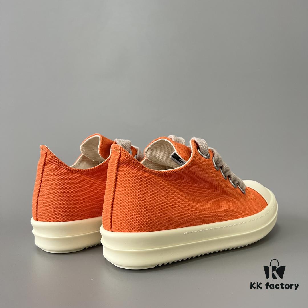 Rick Owens DRKSHDW Orange Canvas Low-top Sneakers with Thick Laces