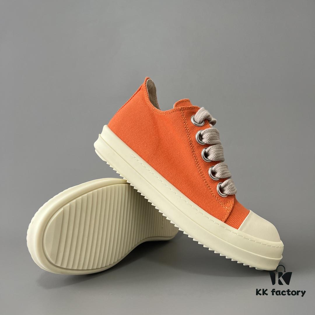 Rick Owens DRKSHDW Orange Canvas Low-top Sneakers with Thick Laces