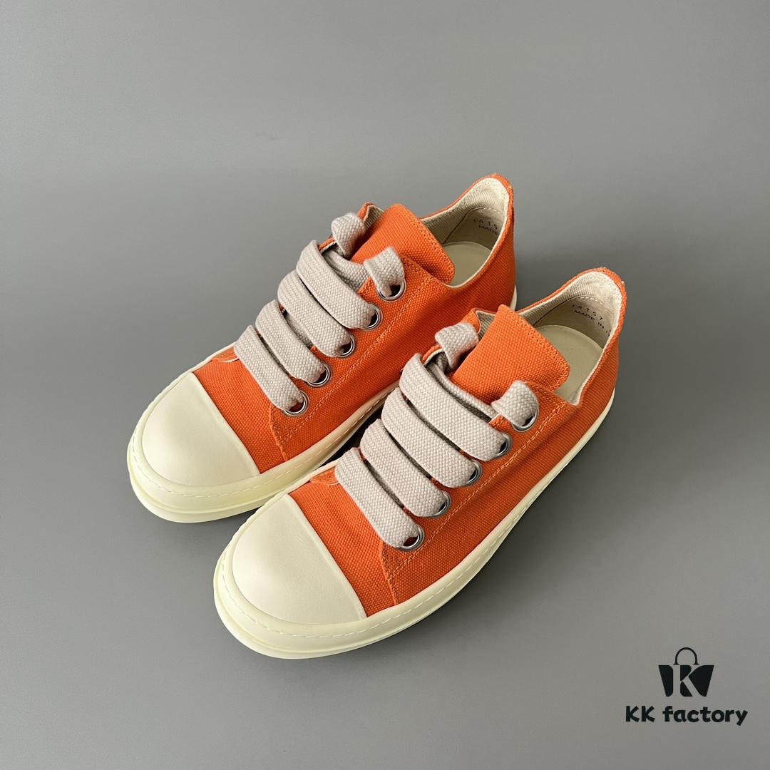 Rick Owens DRKSHDW Orange Canvas Low-top Sneakers with Thick Laces